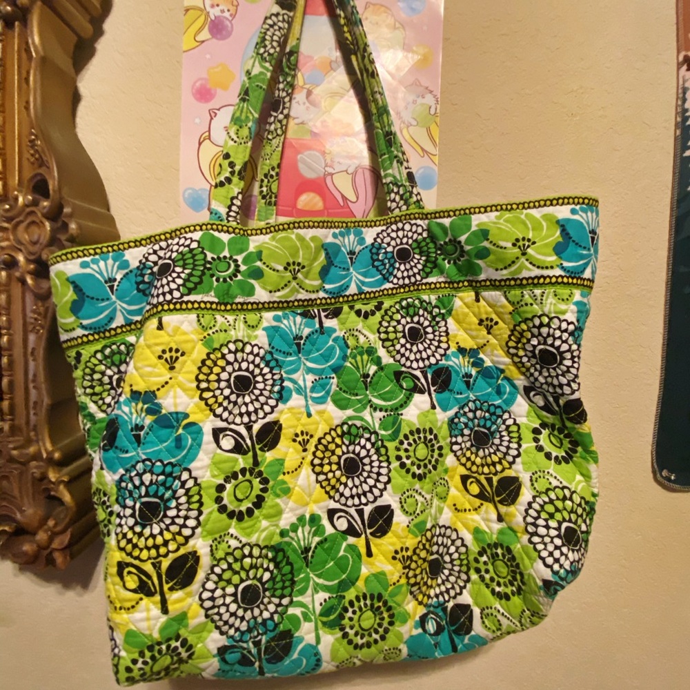 Vera Bradley Limes Up Cotton BIG Tote w/ Duffle